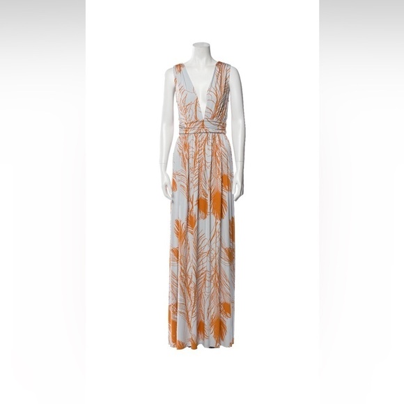 Rachel Pally Women’s Printed Stretchy Maxi Dress Multi Color Size S Deep V - Picture 1 of 9